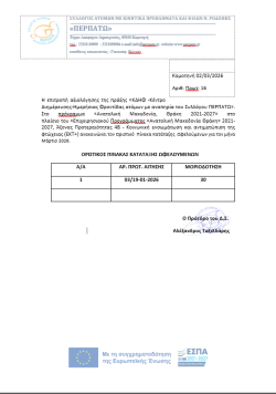 ΟΡΙΣΤΙΚΟΣ ΠΙΝΑΚΑΣ ΩΦΕΛΟΥΜΕΝΩΝ ΜΗΝΟΣ ΜΑΡΤΙΟΥ 2026