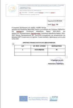 ΟΡΙΣΤΙΚΟΣ ΠΙΝΑΚΑΣ ΩΦΕΛΟΥΜΕΝΩΝ ΜΗΝΟΣ ΣΕΠΤΕΜΒΡΙΟΥ 2026